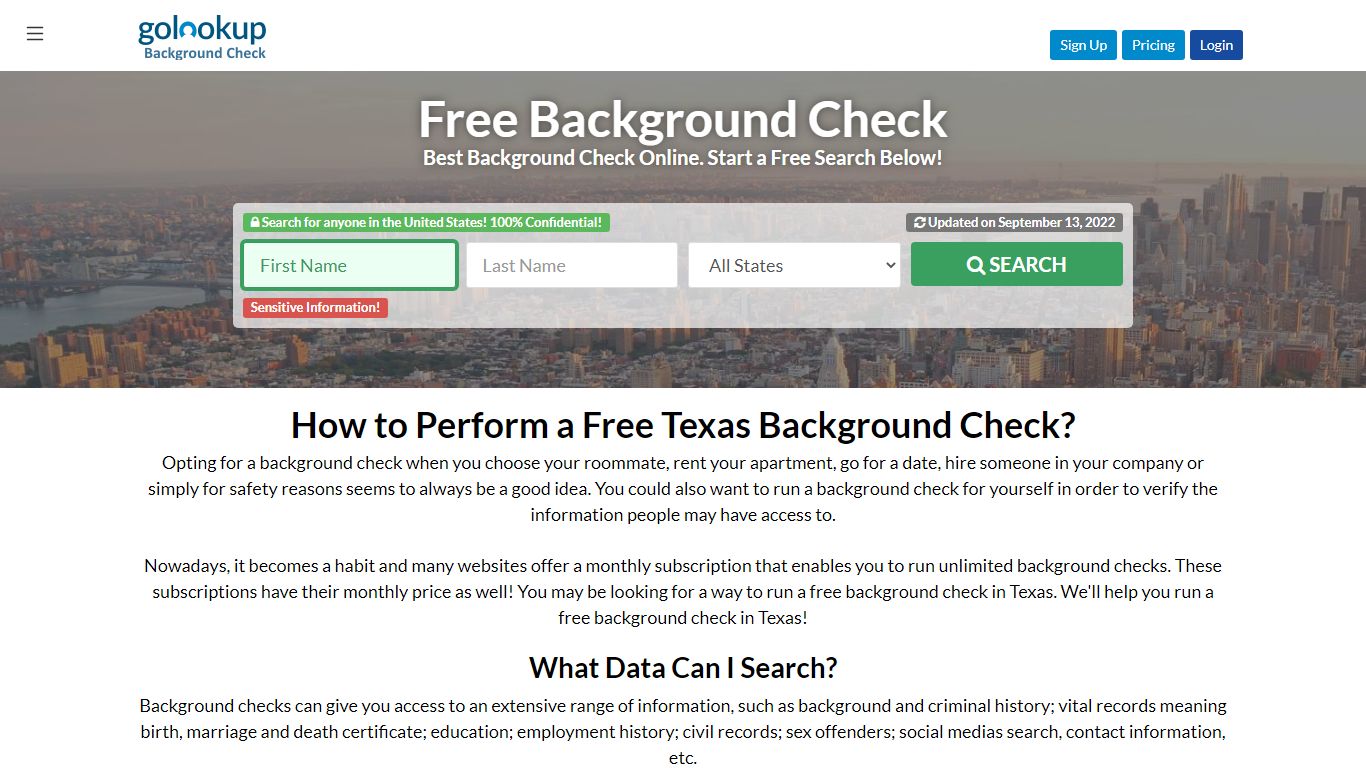 Free Background Check Texas, Texas Free Background Check - GoLookUp